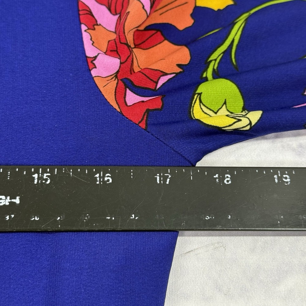 Ronni Nicole Shift Dress Womens 4 Cobalt Blue Floral Cocktail Stretch 3/4 Sleeve - Picture 7 of 16